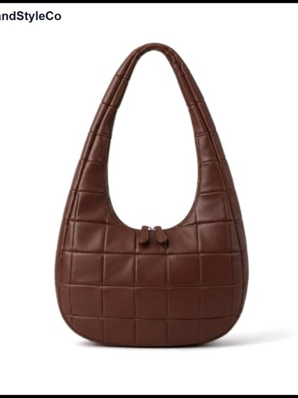 Soft PU Leather Crescent Hobo Shoulder Bag Dual Zipper Patchwork Women